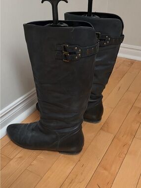 Guess Black Tall Buckle Riding Boots